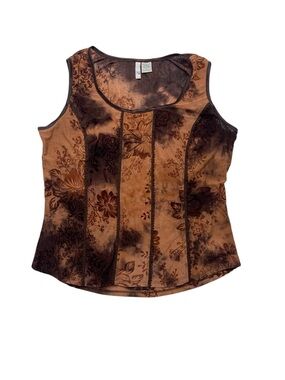 y2k large Sami & Jo Brown Floral Scoop Neck Tank corset bocade baddie girl retro